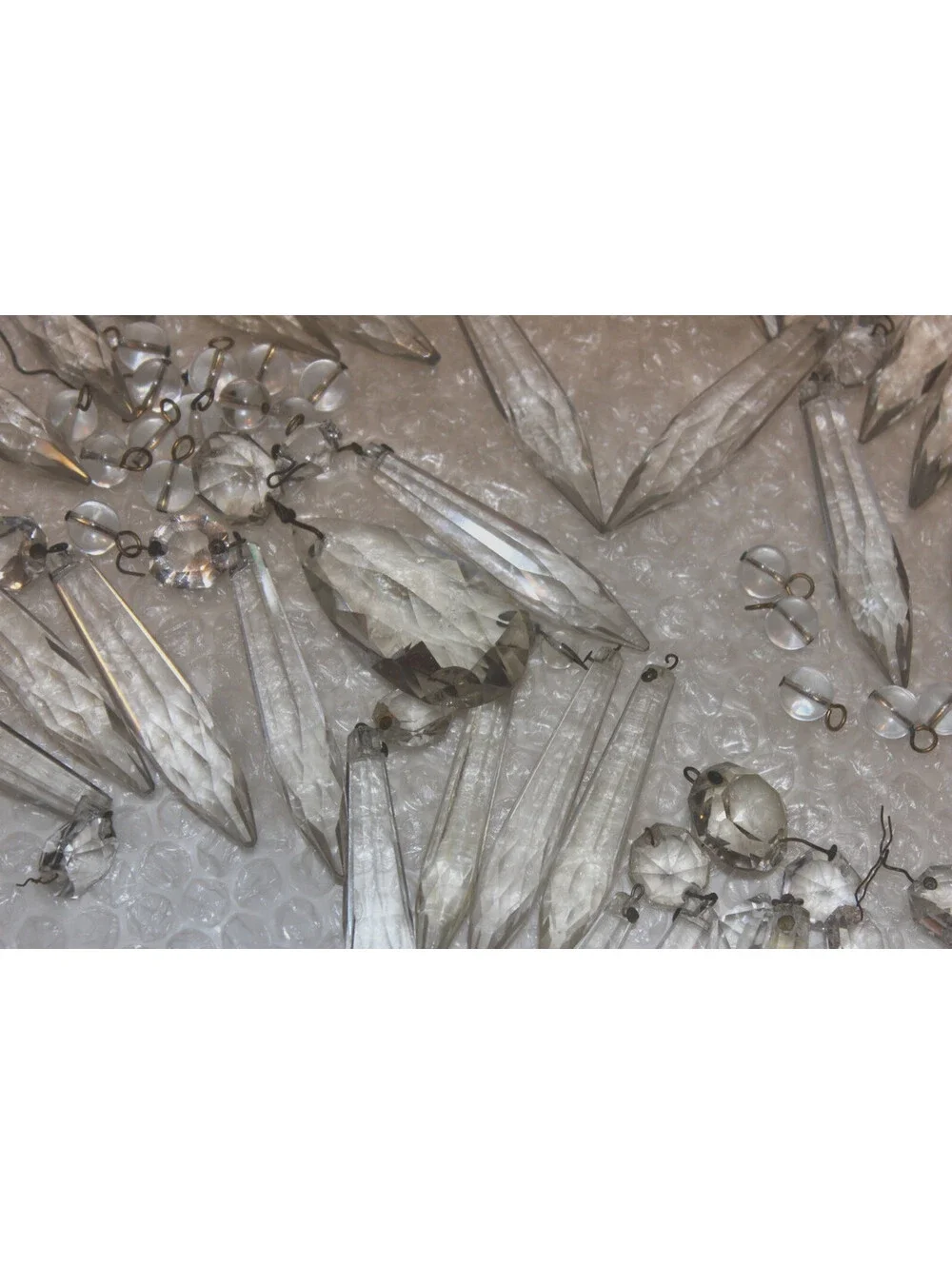 59 Vintage Chandelier Crystal Prisms Drops Octagons Lamp Parts Restoration Lot